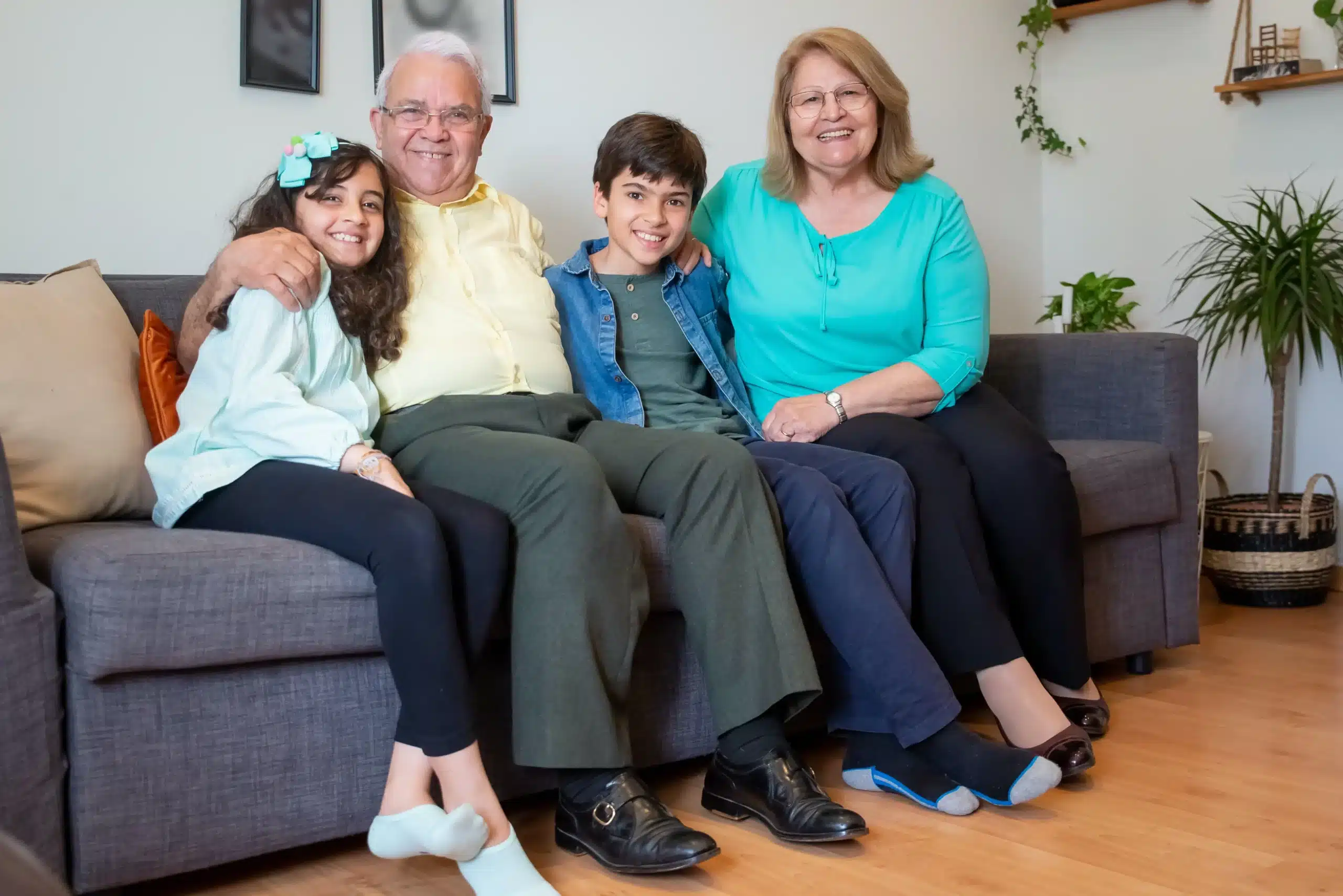 happy family after new air conditioning installed in home
