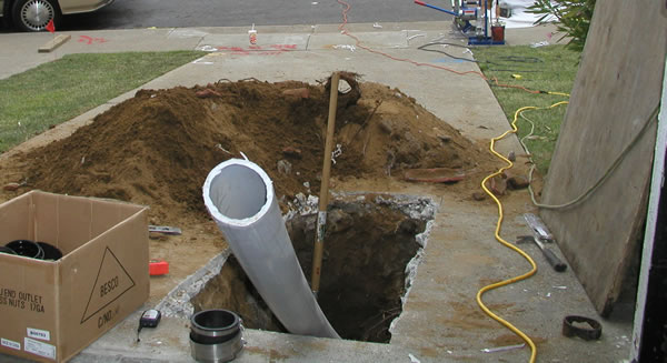 Trenchless sewer line repair. no trench repair.